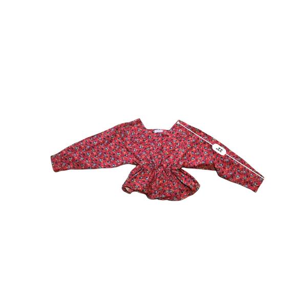 Romantic Cottagecore Red Floral Peplum Blouse | Square Neck Puff Sleeve Small - Picture 6 of 14